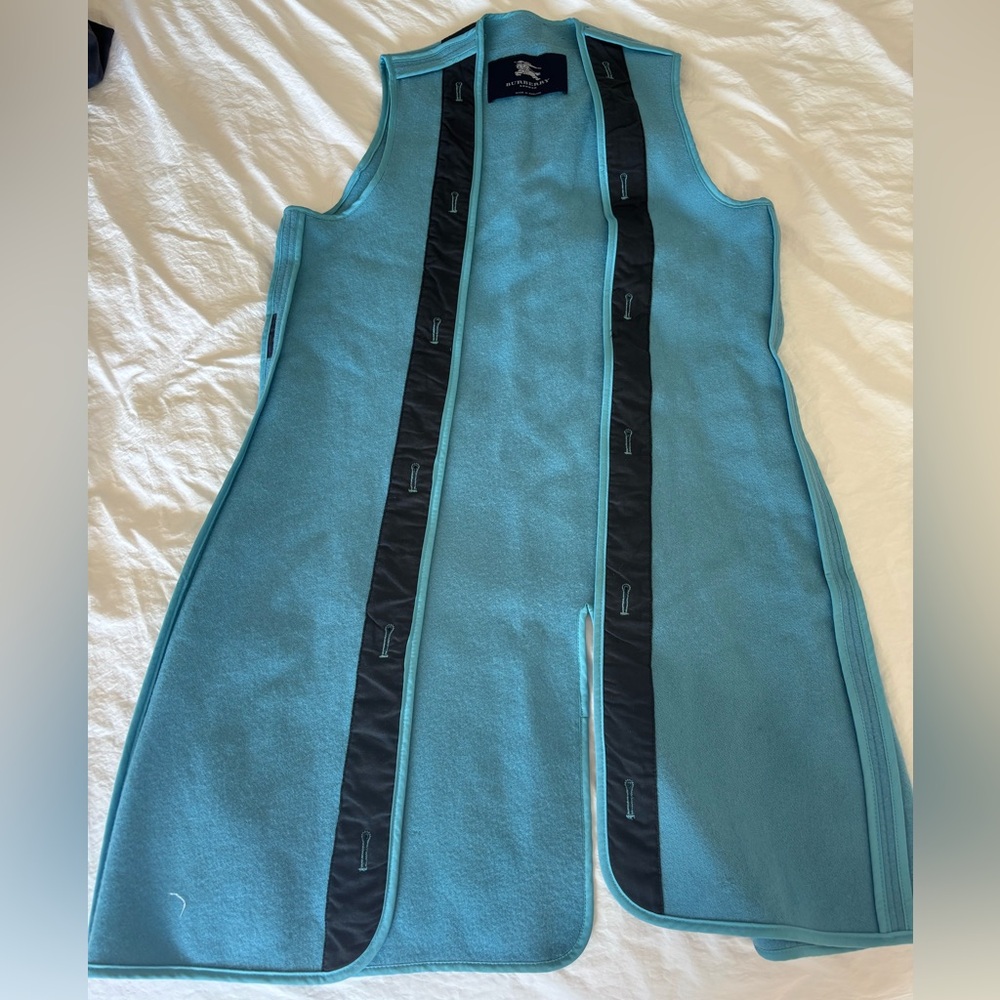 RARE Burberry London Wool Trench Coat Liner - Tiffany Blue - Made in England